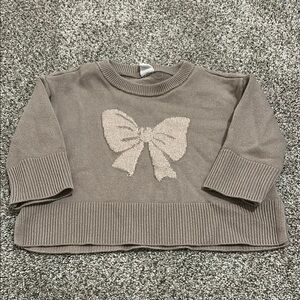 Gap split hem bow sparkle brown sweater size 12-18 months